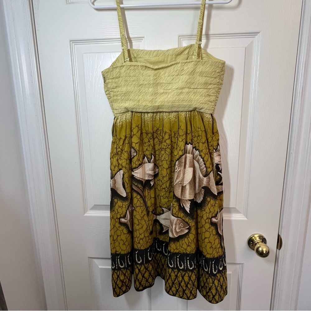 Anthropologie Vanessa and Virginia Yellow and Black Fish Dress Size 4 - Picture 3 of 10